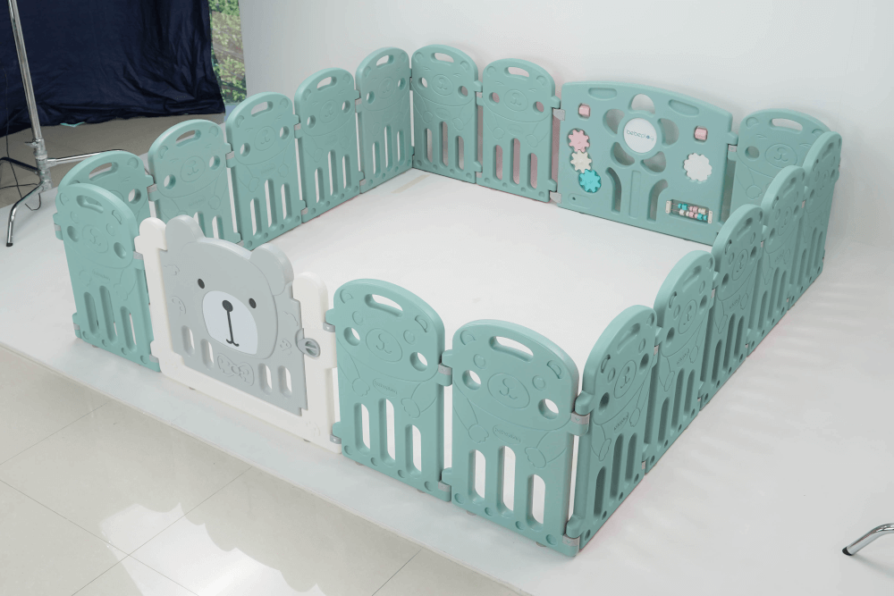 คอกกั้นเด็ก BEBEPLAY SIZE L สีเขียวล้วน (ประตูคละสี) ไม่มีรับประกัน!!_3
